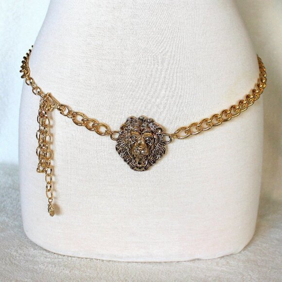 Lion of Judah Yeshua Aslan Chain Link Gold Tone Belt 44" Tribe of Israel Chunky - Picture 1 of 7